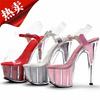 Fashion Glitter Clothing with Thin Heel 17CM High Heel Sandals Transparent Crystal Shoes