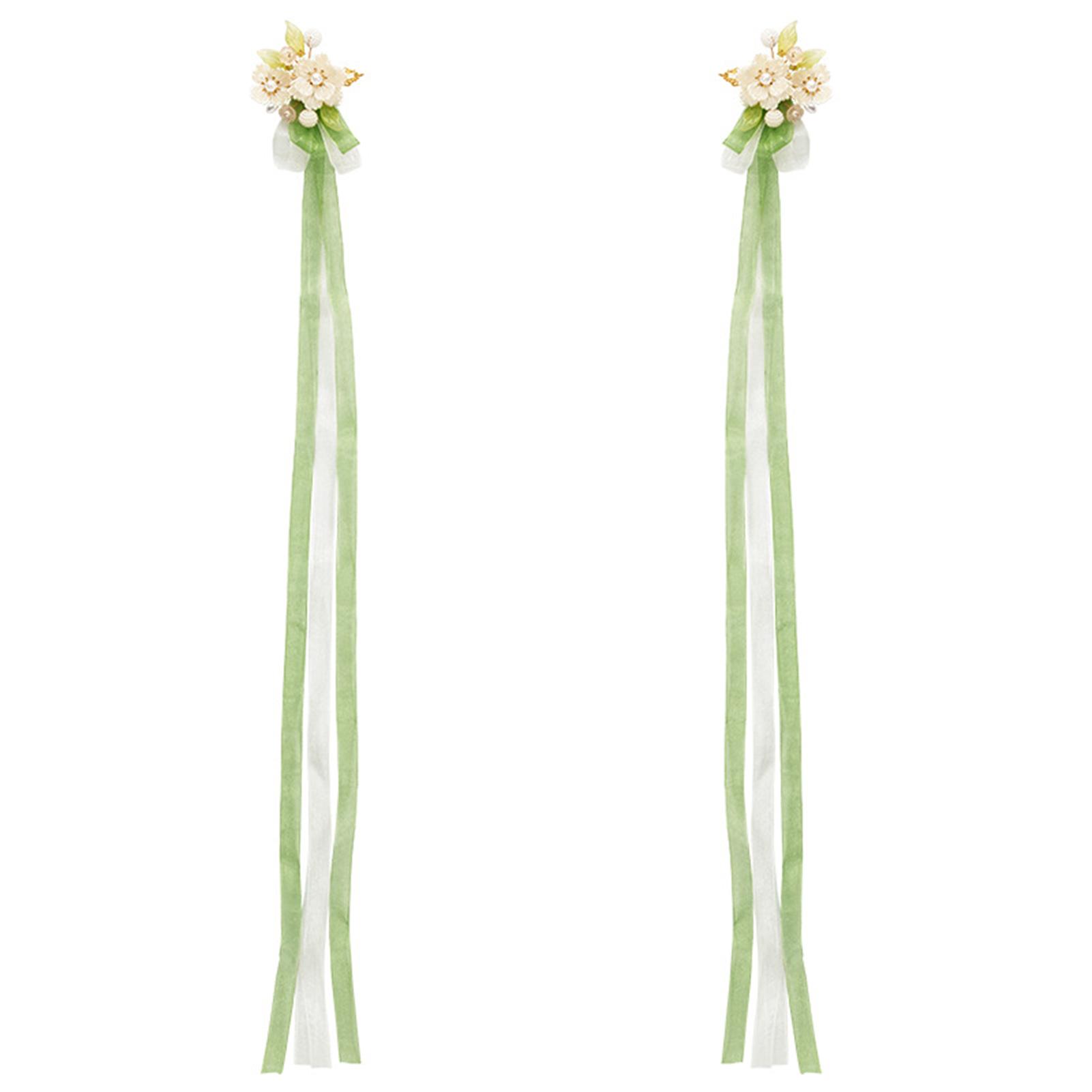 

Chinese Style Hair Clips With White Peony Ribbon Vintage Clip Hair Hairpin For Gown Dress Cheongsam Hairstyle Making Tools 1pair