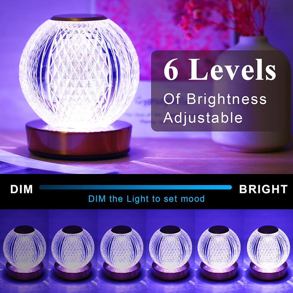 RGB Color Changing Bedside Lamp Cordless Table Lamp Touch Control Remote Control 16 Light Colors Dimmable Night Light Metal Desk Lamp Recharge