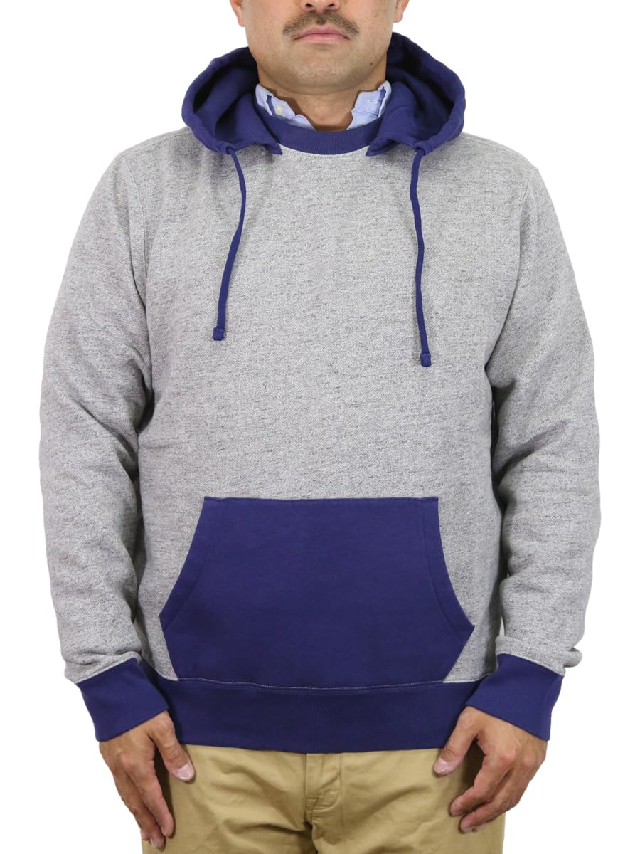 

Polo Ralph Lauren Vintage Pullover Sweatshirt with Attached Size Men s Two-Tone Hood, M, GRHTR/NVY (Product Code 01020155)