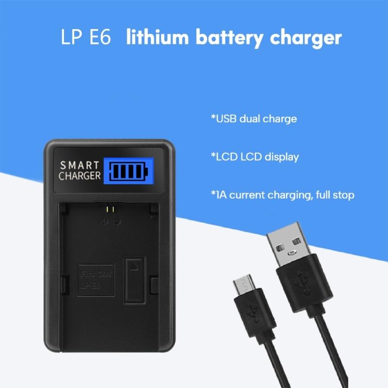 Rapid LP-E6 LCD USB Battery Charger for  EOS 5D Mark II, EOS 5D Mark III Camera Stay Powered for Travel