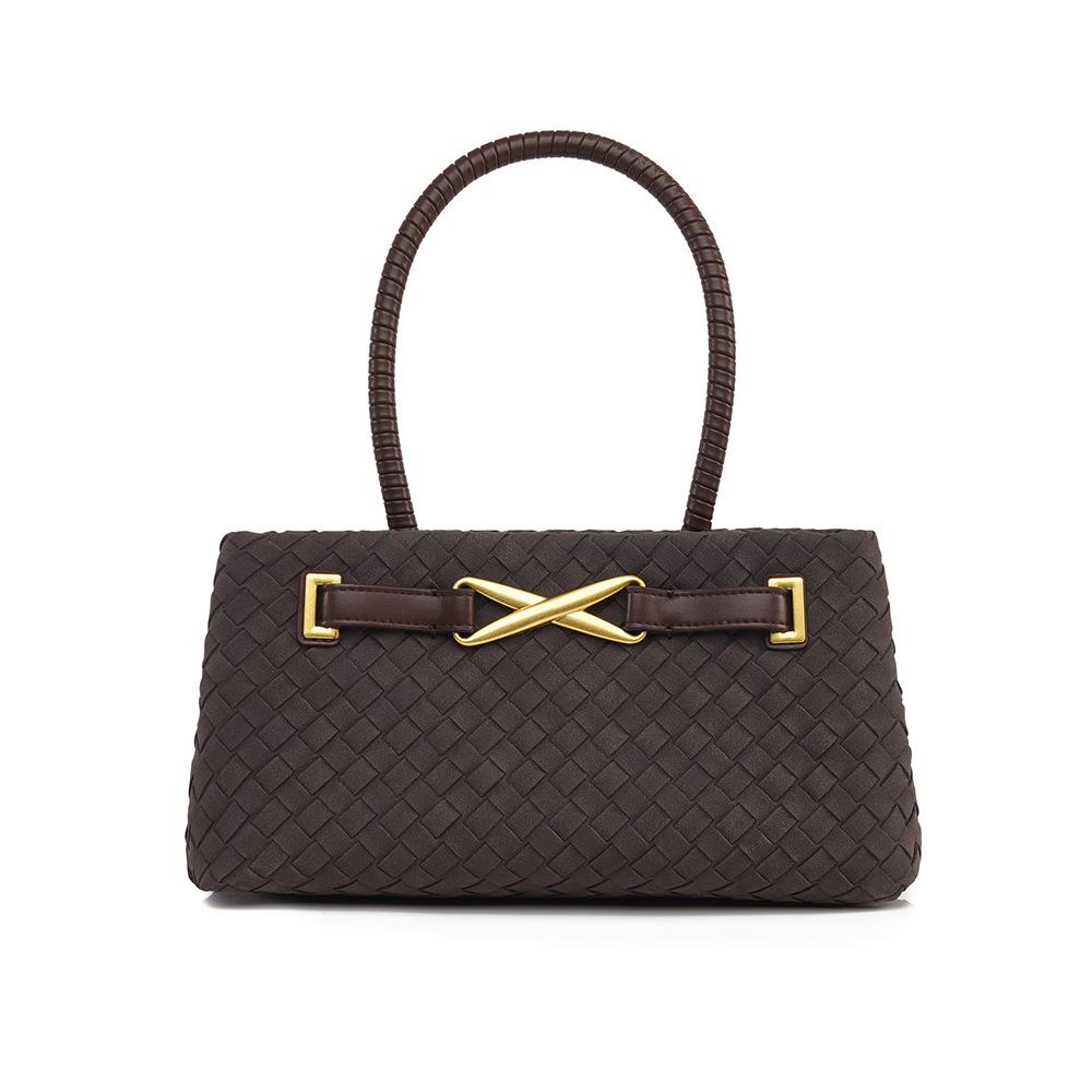 Borsa Autunno/Inverno Nuova Borsa Intrecciata Fatta a Mano Grande Capacità Borsa Morbida in Pelle da Pendolari alla Moda di Nicchia Borsa da Donna Borsa a Spalla