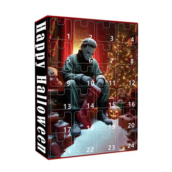 Halloween Advent Calendar 2025 24 Days Countdown Calendar with 24 Pcs Collectible Horror Pendants/Earrings Surprise Gifts for Halloween Decor