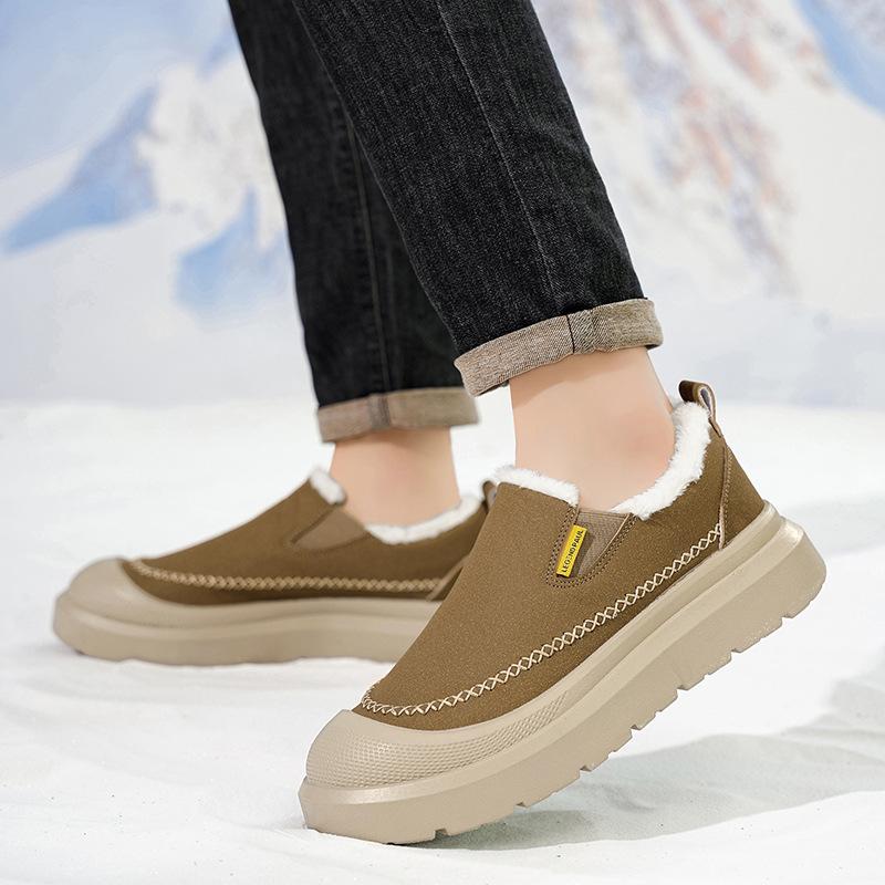 Herr Trendiga Stor Storlek Mjuk Sula Förhöjda Varma Vinterpäls Snökängor Vadderade Fodrade Ankelkängor Halkfria Vandring Casual Sport Loafers