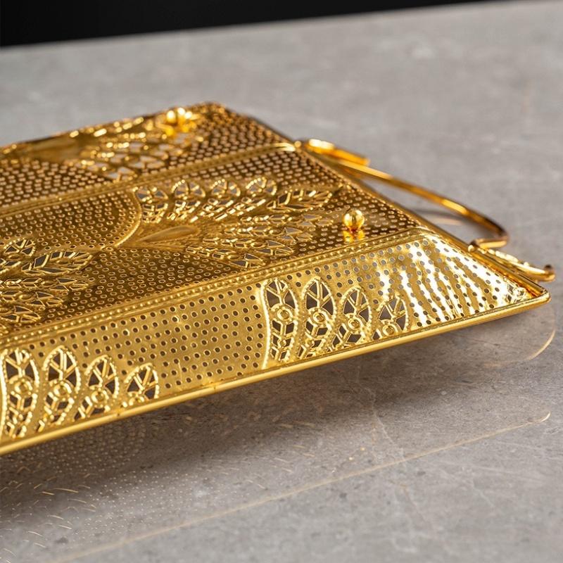 Assiette à fruits européenne, Assiette creuse en alliage pour la maison, Plateau à snacks doré portable, Assiette à bonbons Décoration de salon