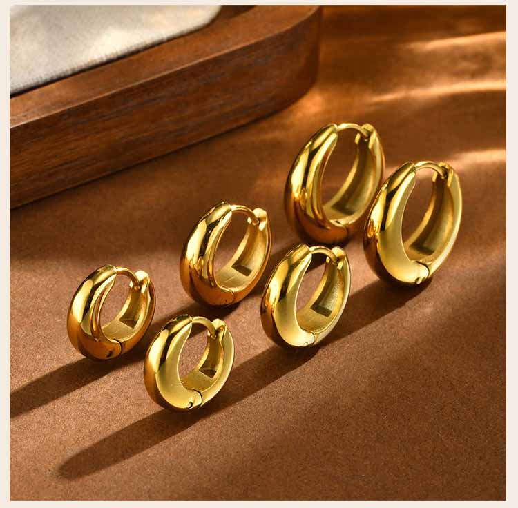 Minimalist Gold Color Hoop Earrings Stainless Steel Chunky Earrings for Women Girls Hypoallergenic Jewelry Aretes Mujer Trend