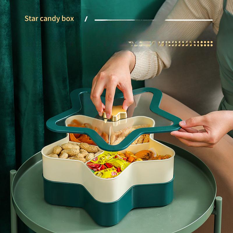 Candy Box for Home Use Wedding Double-layer Dried Top Fruit Tray with Lid Separate Snack Tray Fruit Candy Box Durable