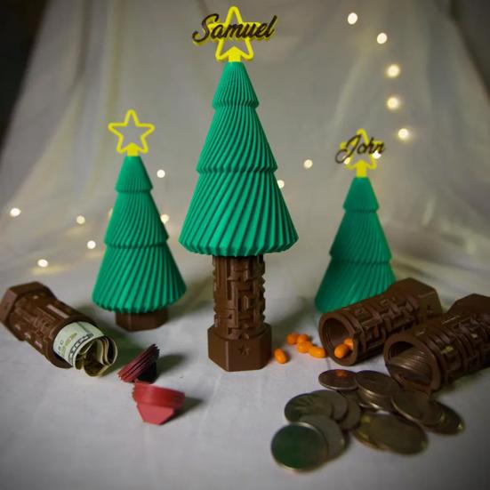 Christmas Tree Maze Gift Box 3D Printed Maze Puzzle Money Box with Hidden Compartment for Adults Kids Birthday Christmas Halloween Easter