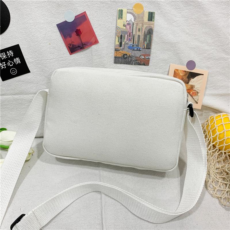 Fashion Canvas Small Bag Japanese Ins Women Shoulder Bag Cute Funny Personality Embroidery Bear Teenager Girl Student Transparent Messenger Bag