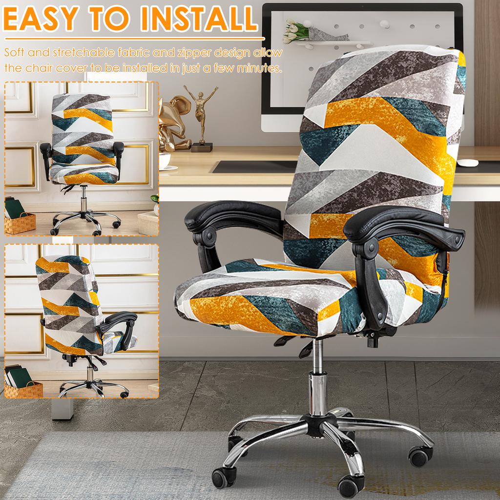 Office Chair Cover Stretch Printed Computer Desk Chair Cover With Zipper Anti Pilling Gaming Chair Protector for Home Decoration