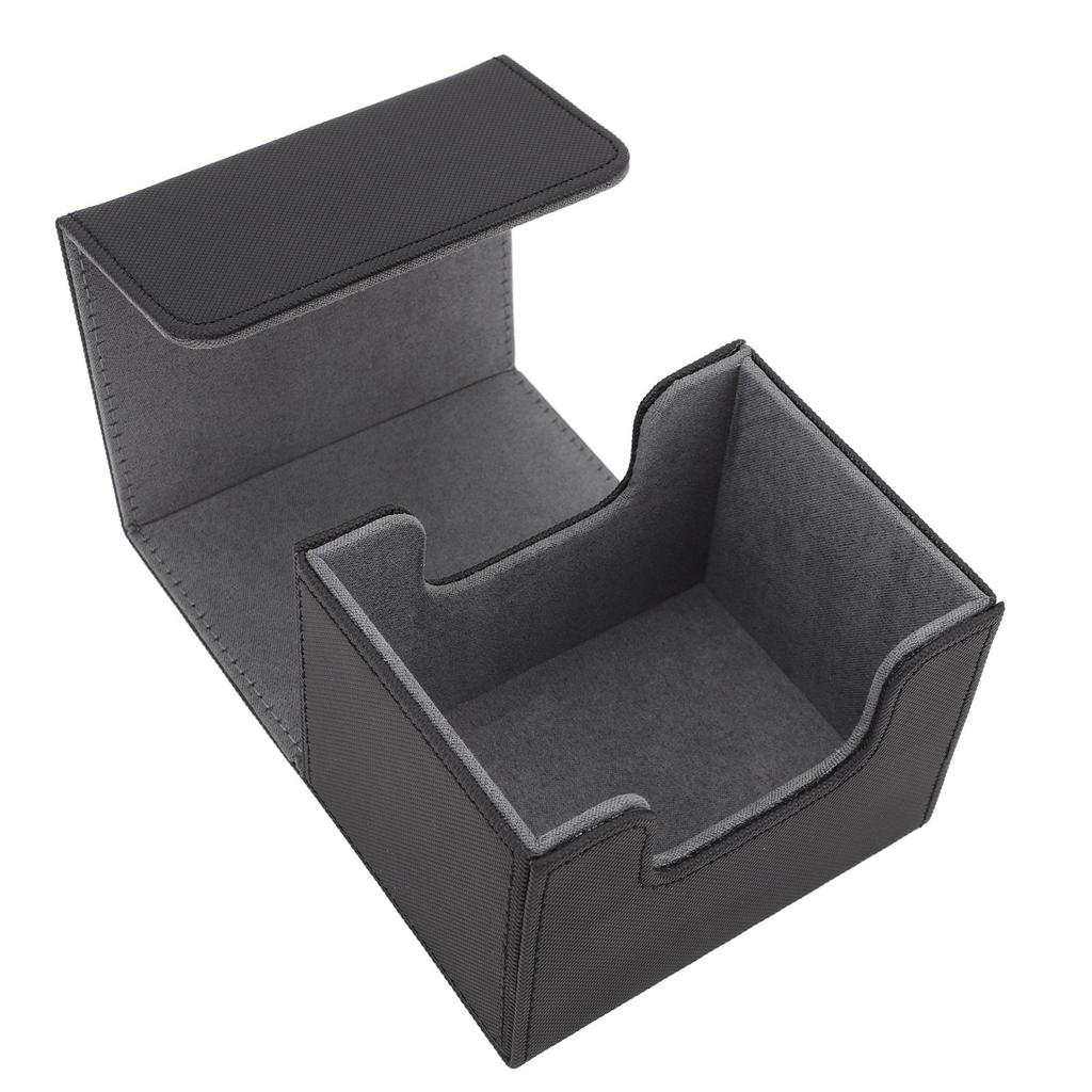 Card Deck Box Magnetic Flap Lid Large Capacity PU Leather Card Storage Case for Game Cards Tarot Cards Black