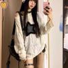New Lazy Star Lace Long Sleeve Shirt Loose and Skinny Drawstring Ripped Sweet Cool Bottom Shirt Top
