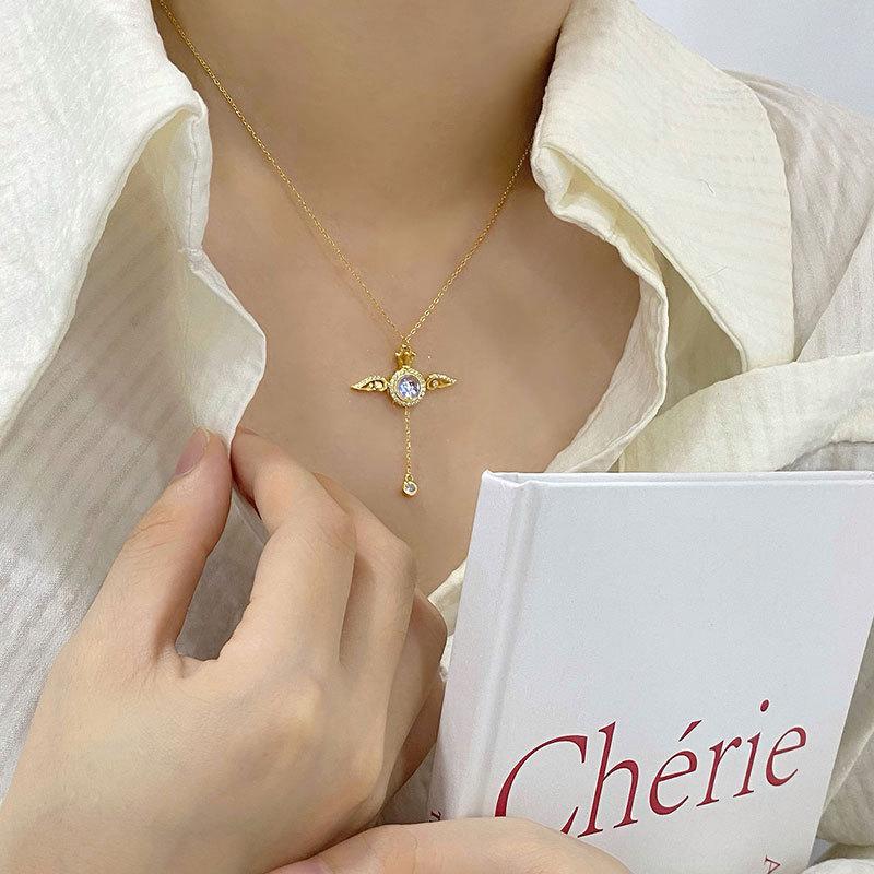 

Ожерелье с кисточками в виде крыльев, милые и симпатичные крылья ангела, украшение на шею, нишевый дизайн, новый стиль для женщин