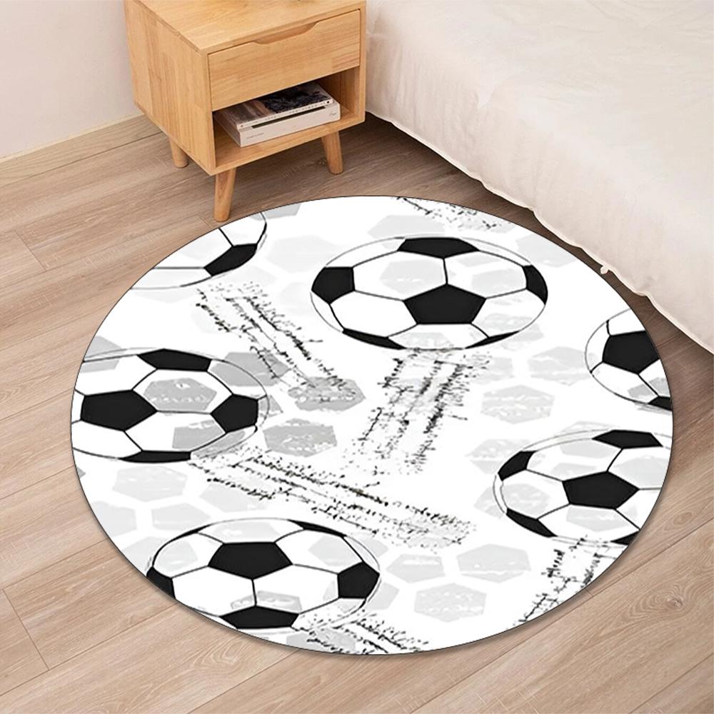 Soccer Printed Round Rug Carpet Chair Rug Area Rug Entryway Doormats,for Office Chair Living Room Bedroom Kitchen Room.