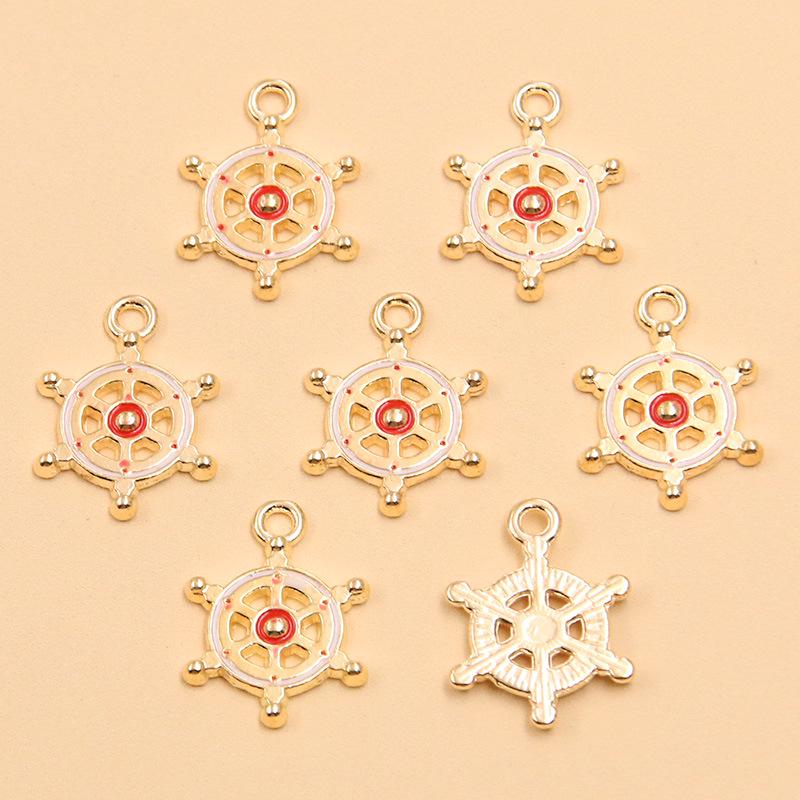 Nautical Series: 5 Alloy Enamel Pendants - Anchor, Lifebuoy, Sailboat for DIY Jewelry
