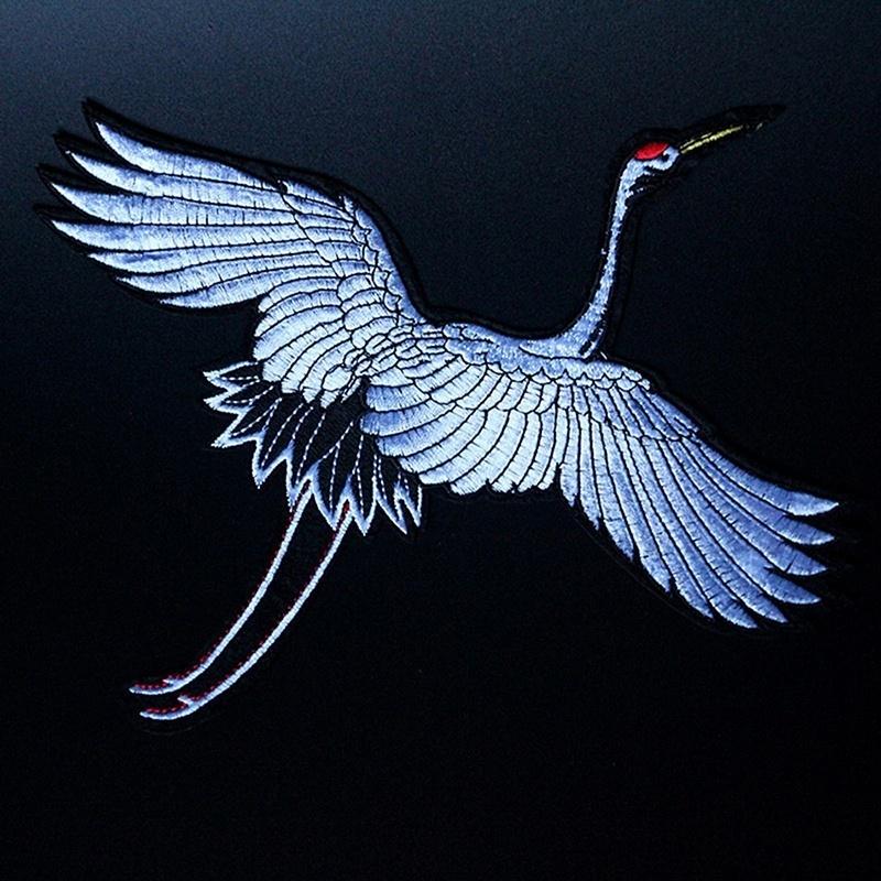 New DIY Embroidery Cloth Paste White Swan Red-crowned Crane Patch