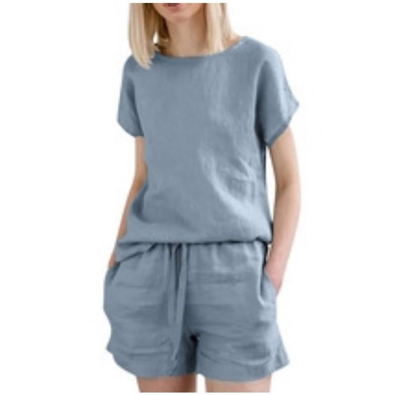 Dámské ležérní oblečení Tričko s krátkým rukávem a šortky se stahovací šňůrkou Letní dvoudílná souprava