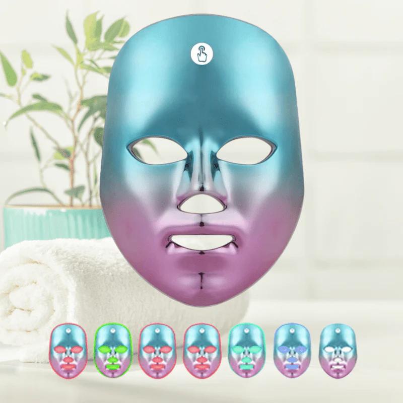 Rechargeable 7-Color LED Facial Mask Portable Photon Device for Skin Brightening