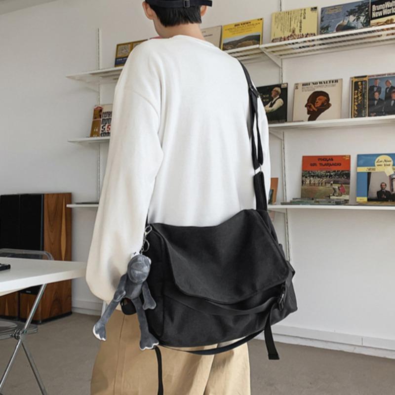 Minimalist Student Crossbody Bag Fashionable Large Capacity Messenger Bag Casual Student Commuting Shoulder Bag Canvas Messenger