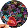 50Pcs Neon Light Cartoon Graffiti Stickers DIY Phone Guitar Laptop Notebook Suitcase Cup Waterproof Sticker Decals