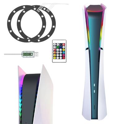 Κιτ Φωτιστικής Ταινίας για PS5/PS5 Slim RGB Αυτοκόλλητο Ατμόσφαιρας Διακοσμητικά Αξεσουάρ με Τηλεχειριστήριο για Κονσόλα Παιχνιδιών PS5 Slim