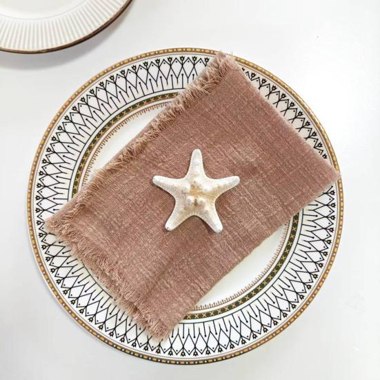 Bohemian Napkin with Fringe Solid Color Dinner Napkin Machine Washable Rustic Napkin for Home Farmhouse Party Wedding Dining Table Decor