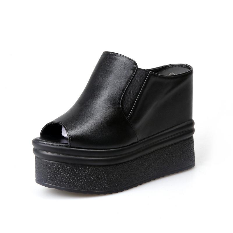 High Heeled Slippers 2026 New Korean Version Super High Heels Cool Slippers Wedge Heel Fish Mouth Sandals