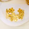 Fashion Geometric Flower Cuff Bracelets for Women Stainless Steel Gold Color Opening Bracelets Party Daily Jewelry Accessories