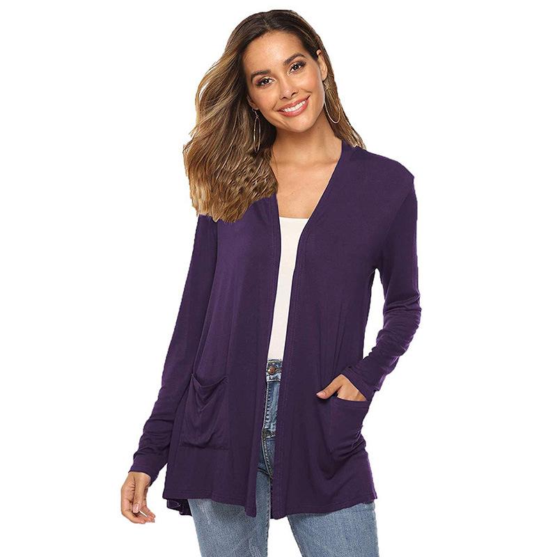 European & American Women's Slimming Mid-Length Long-Sleeved Cardigan