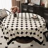 Ins Black White Polka Dot Tablecloth PVC Waterproof Oil-proof Wipe Clean Multiple Designs Floral Dining Table Cover Farmhouse Home Kitchen Decor