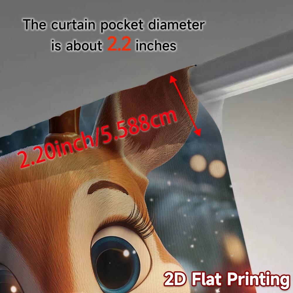 2pcs,Curtains Cute Christmas Reindeer Holiday Season (2) Modern Curtains Yarn Curtains Art Deco Festive Decorative for Kitchen