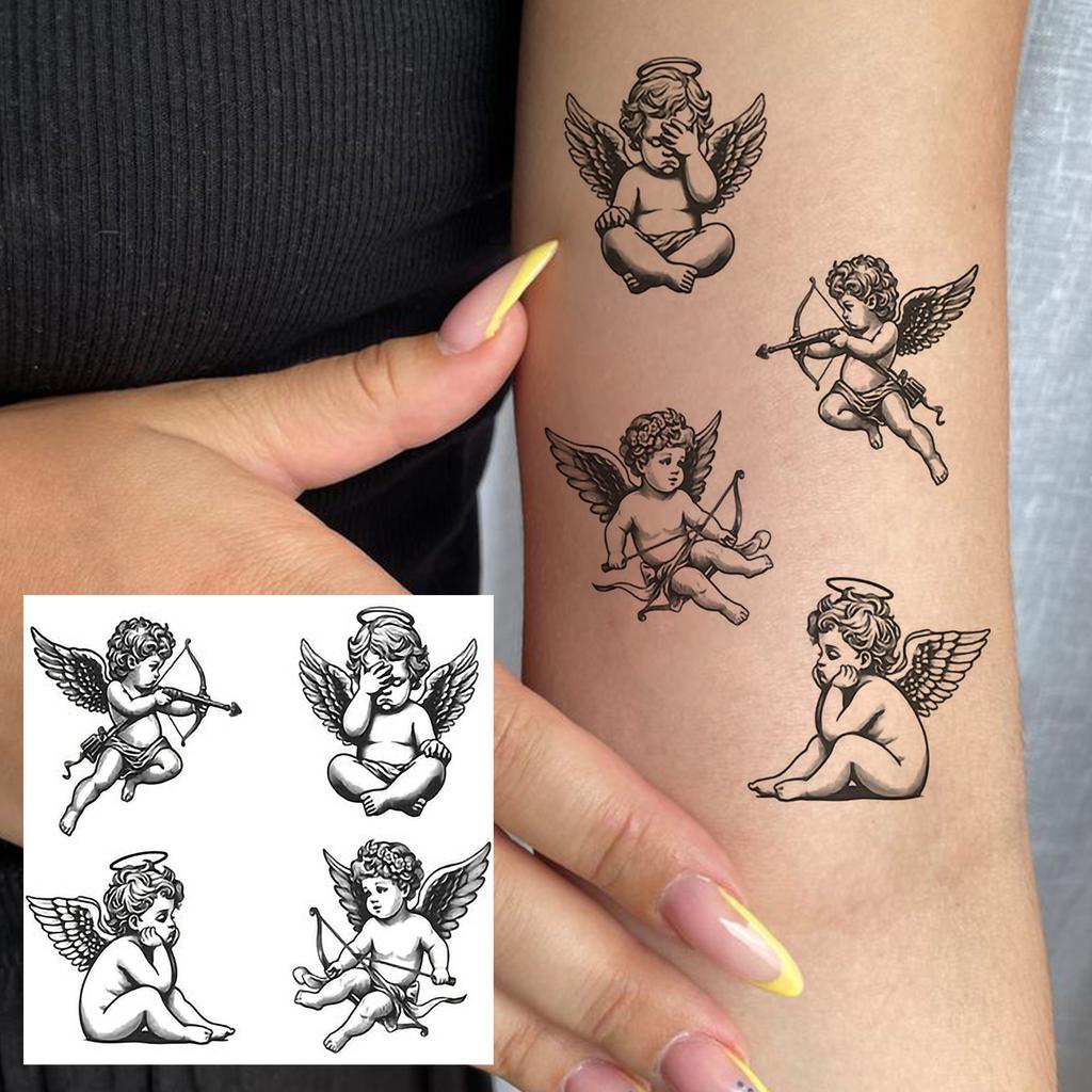 1 Sheet Butterfly Family Angel Dandelion Temporary Tattoos For Adult Hands Arm, Fake Tattoo Stickers Realistic Tatoos Last Long