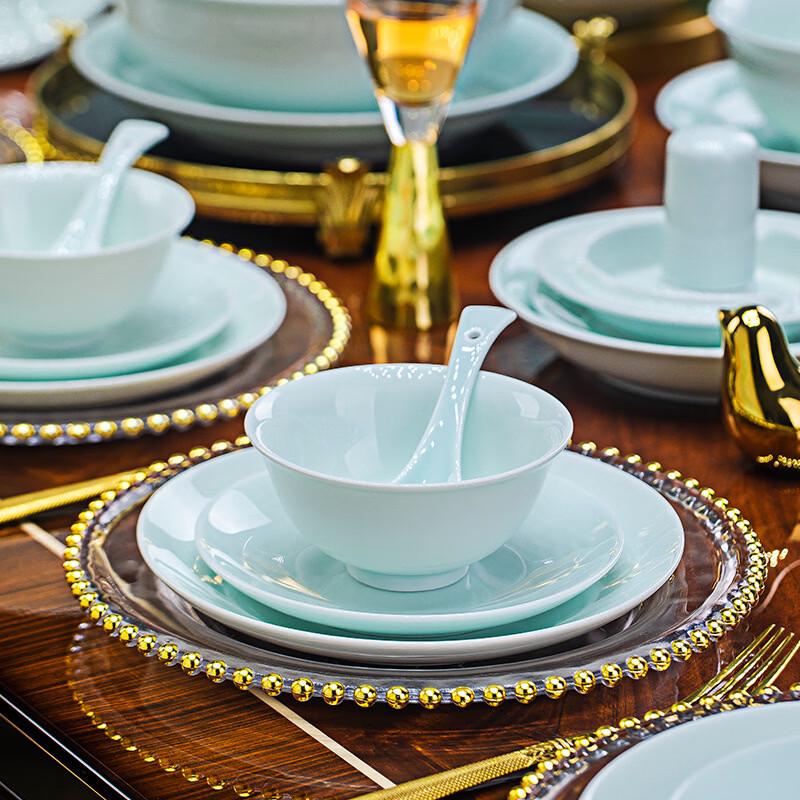 Yipan Qingqiu Celadon Underglaze Ceramic Dinnerware Set