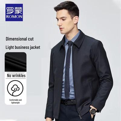 Romon Men's Business Casual Anti-Wrinkle Lapel Jacket