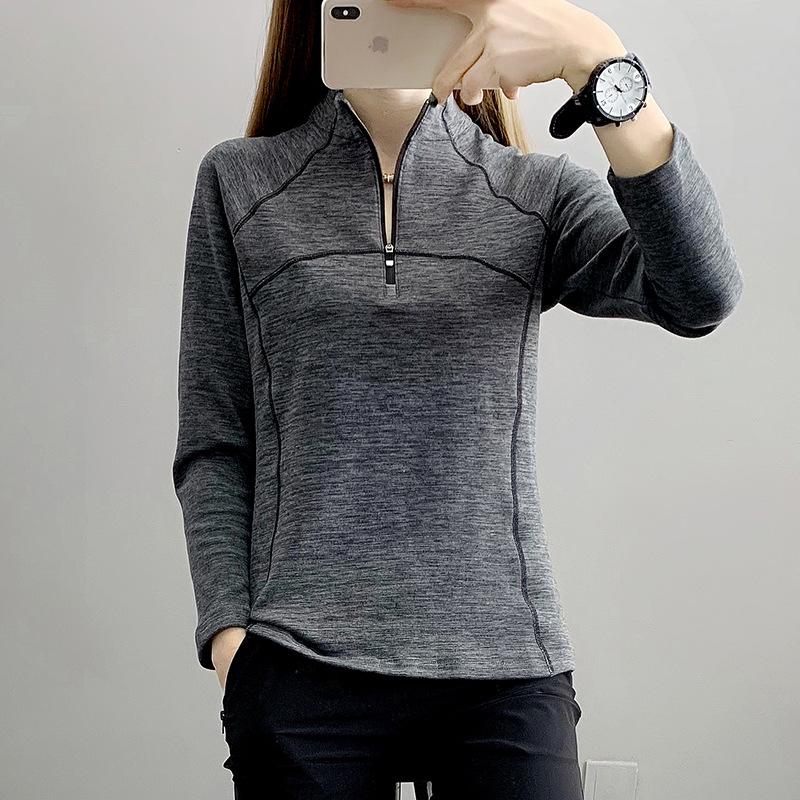 

Жіноча швидковисихаюча флісова футболка-куртка на осінь/зиму - Дихаючий біговий базовий шар для активного відпочинку 4XL темно-сірий