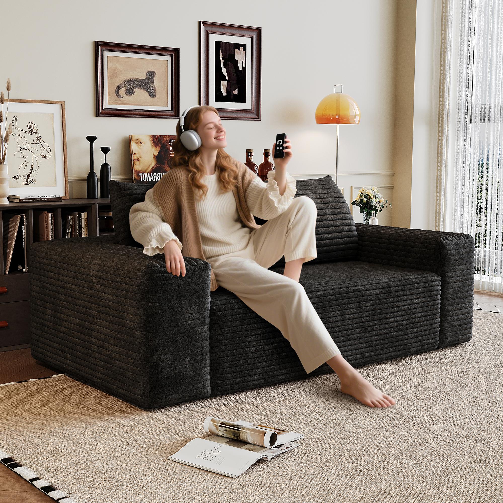 180cm, Comfortable Corduroy Sofa, With Deep
