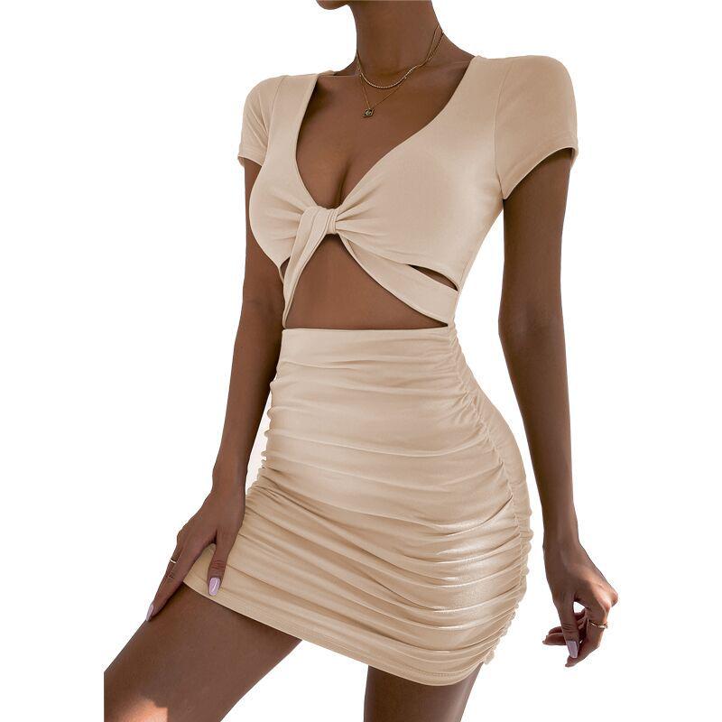 2026 Summer European & American Cross-border Women's V-neck Cut-out Bodycon Skirt