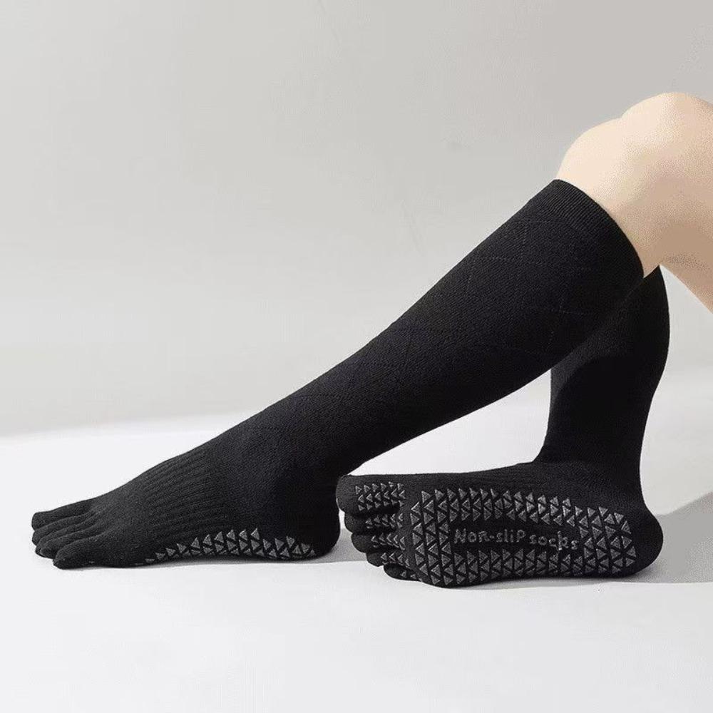 New Yoga Socks Non-slip Long Tube Professional Five-finger Socks Medium Tube Sports Socks Pilates Socks Women's Spring and Autumn Cotton Fitness