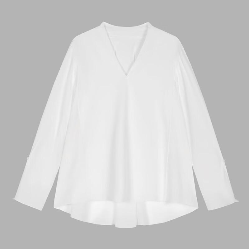LESS 2024 Spring Silk Blend Pullover V-Neck Shirt
