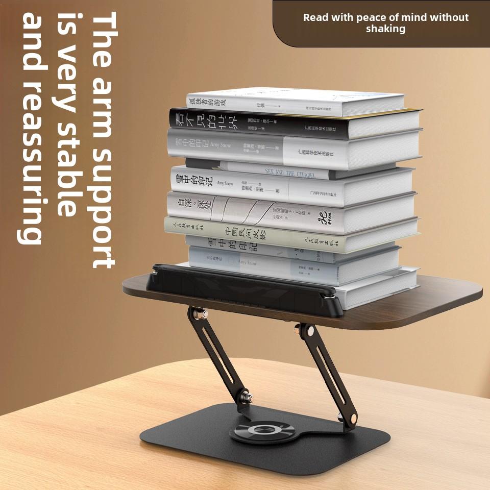 360-Degree Rotating Multi-Purpose Foldable Aluminum Alloy Bookend Comfortable Bookstand Bookshelf Table for Easy Reading