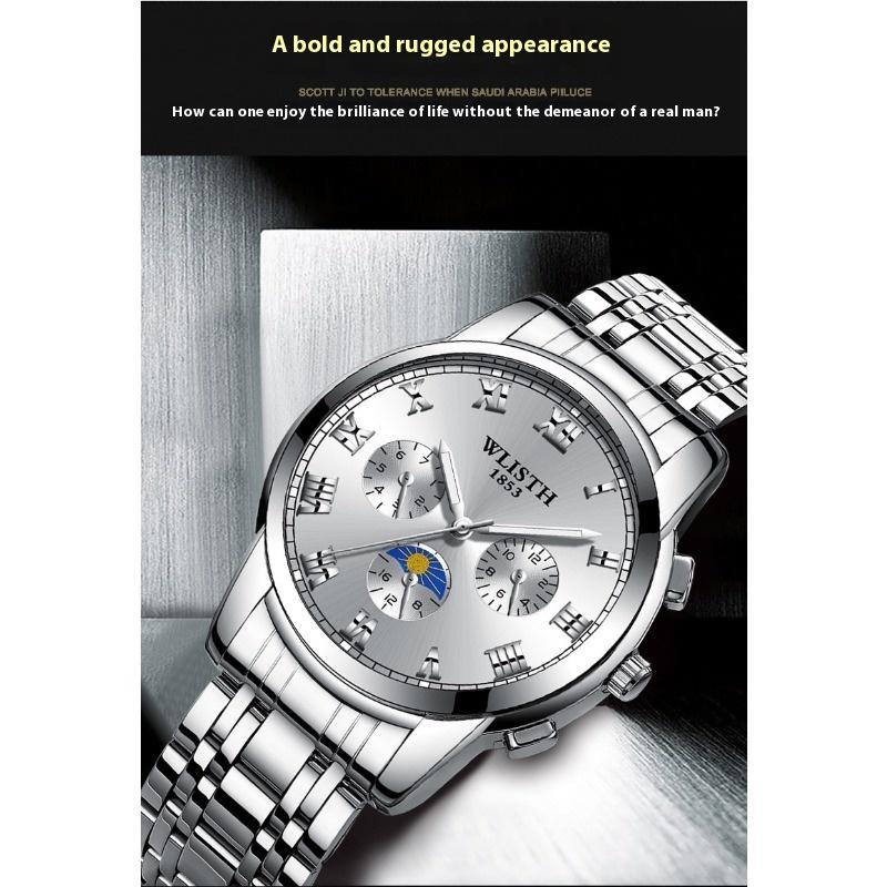 Top Brand Steel Band Business Waterproof Watch Men's Fashion Luminous Wristwatch