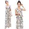 Summer Fashion Cotton and Linen Suit Female Fashion Royal Sister Fan Temperament Vest T-shirt Wide Leg Pants Three-piece Set