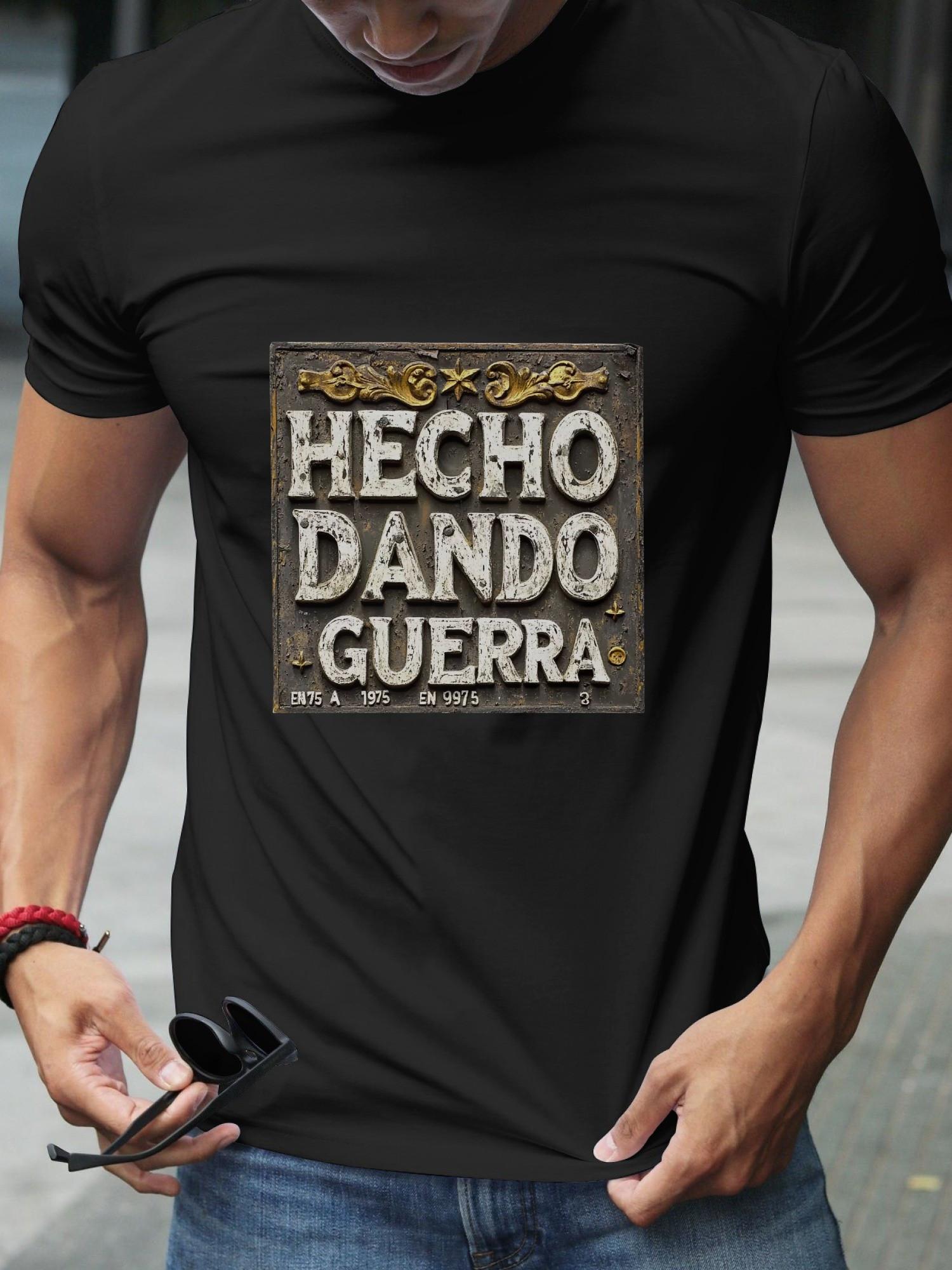 1pc Vintage Military Style Black and Golden Graphic T-shirt XXXXL