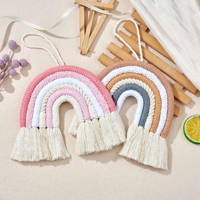 1 Color Rainbow Handmade Car Charm, Macrame Rainbow Car Charm, Rainbow Home Decoration Hanging, for Home Wall Car Decoration (About 10.6 * 6.1