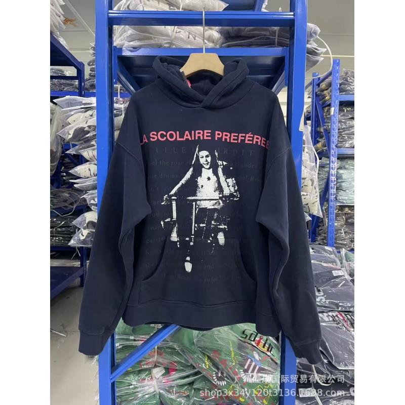 Unisex Distressed Washed Cotton Hoodie With Graphic Print Loose Fit Streetwear Sweatshirt Men Women