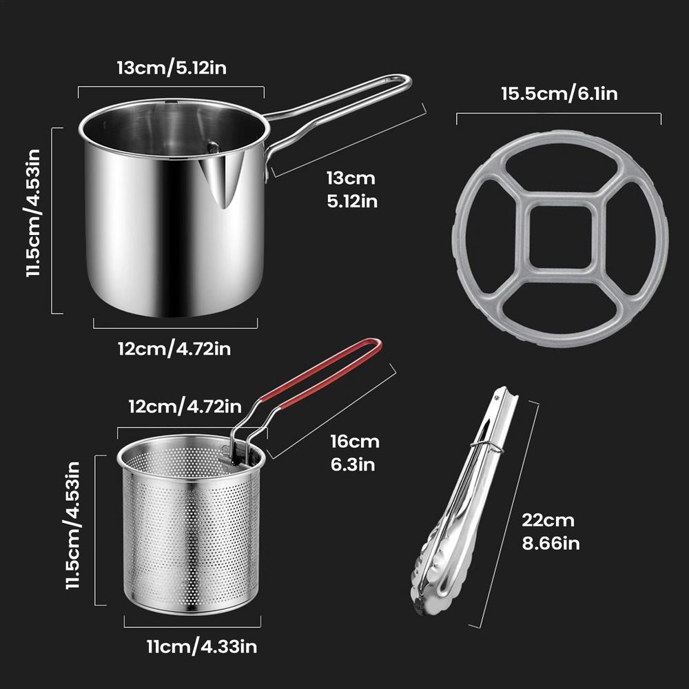 

Home Kitchen Frying Pot Multipurpose Stainless Steel Space-Saving Deep Fry Pot For Snacks Chicken Wings French Fries Desserts
