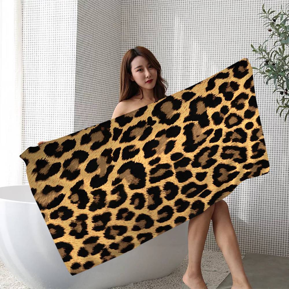Leopard P-Print Microfiber Blanket Quick Drying Beach Towels Oversized Printing Super Absorbent Pool Towel Blanket
