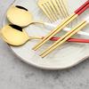 Gold Geschirr Set Reise Camping Besteck Gabel Löffel Stäbchen Set Geschirr Mit Tragbare Box Edelstahl Besteck Set