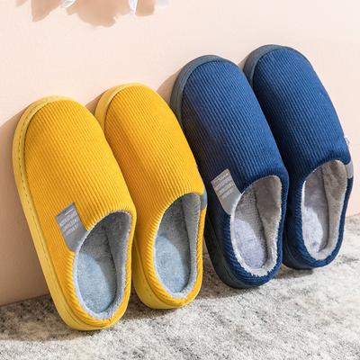 Cotton Slippers Women's Home Autumn and Winter Home Indoor Warm Couple Plush Home Non-slip Thick Bottom Confinement Shoes