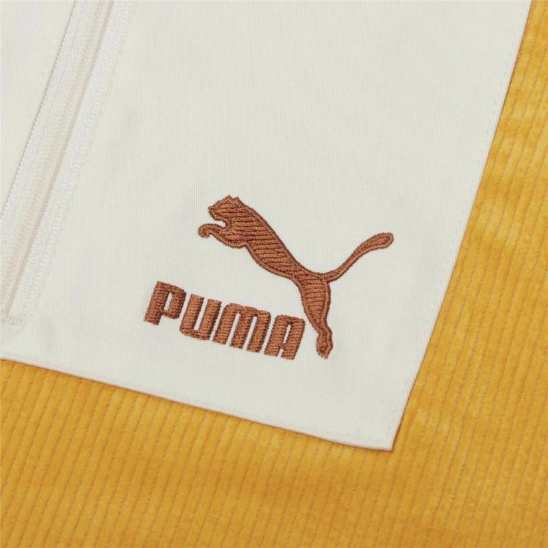 Puma Cord-Rundhals-Sweatshirt mit Kontrasttasche Damen-Oberteile Gold 534753-37